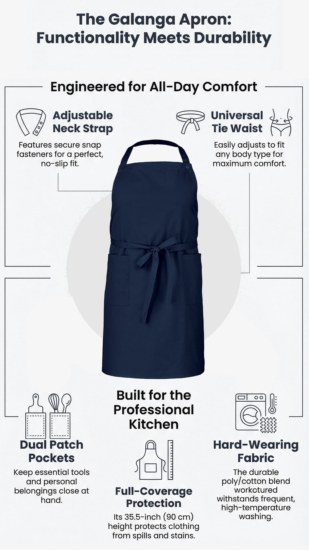 Galanga Bib Apron | Adjustable Fit & Utility Storage