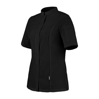 Side view of the CRISTAL short sleeve black chef jacket