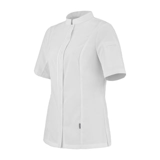 Side view of the CRISTAL white short sleeve chef jacket