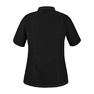 Back view of the CRISTAL short sleeve chef jacket in black
