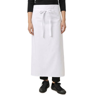 A long white waist apron on a restaurant waitress