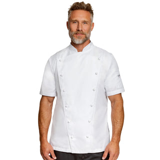 PLATINE Men’s Double Breasted Chef Jacket | Professional Short-Sleeve Kitchen Coat
